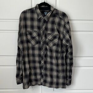Kuhl Men's Black/Gray Plaid Button Down Shirt Size XL